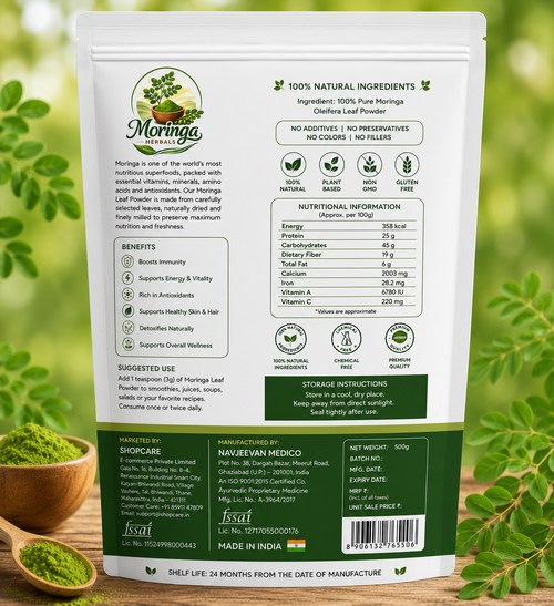 Moringa Herbals Organic Moringa Leaf Powder – 100% Pure & Natural | 500gm
