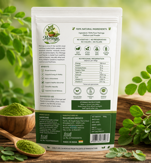 Moringa Herbals Organic Moringa Leaf Powder – 100% Pure & Natural | 100gm