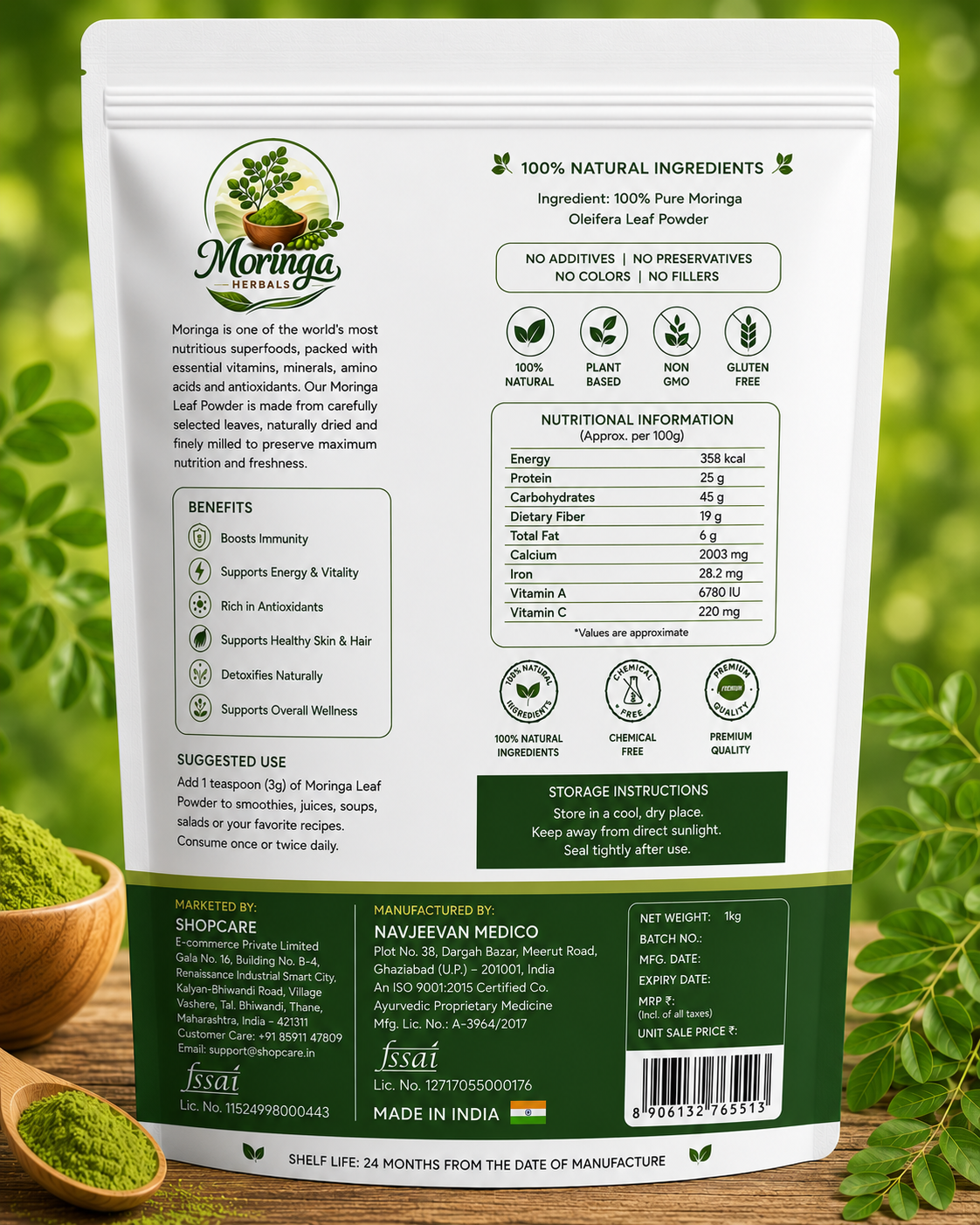 Moringa Herbals Organic Moringa Leaf Powder – 100% Pure & Natural | 1kg