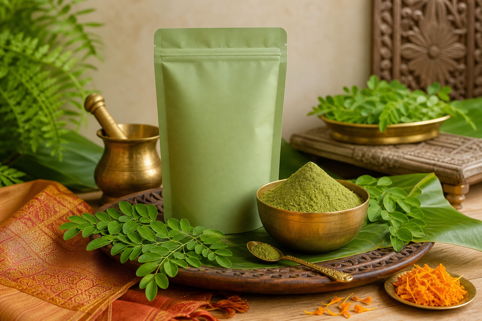 Moringa powder product display